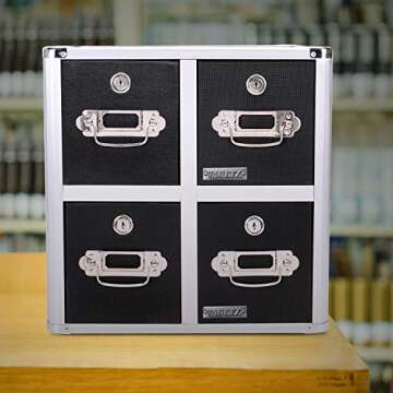 Vaultz CD Case Holder - File Cabinet CD Rack w/ 4 Drawers and Key Locks, 14 x 14.5 x 15.5 Inch DVD O...
