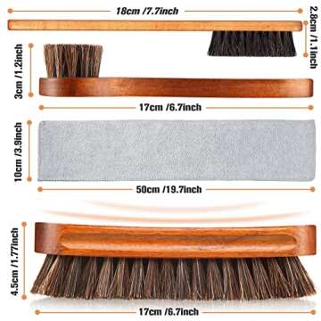 4 Pcs Horsehair Shine Shoes Brush Kit Polish Dauber Applicators Cleaning Leather Shoes Boots Care Brushes Suede Cleaner Brush with Microfiber Shoe Cloth(4 Pcs Style A)