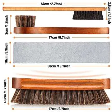 4 Pcs Horsehair Shine Shoes Brush Kit Polish Dauber Applicators Cleaning Leather Shoes Boots Care Brushes Suede Cleaner Brush with Microfiber Shoe Cloth(4 Pcs Style A)