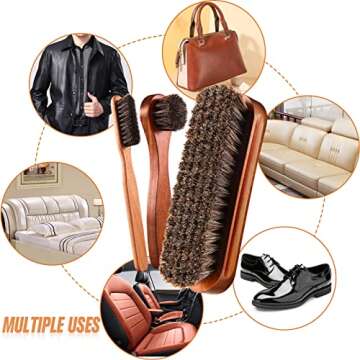 4 Pcs Horsehair Shine Shoes Brush Kit Polish Dauber Applicators Cleaning Leather Shoes Boots Care Brushes Suede Cleaner Brush with Microfiber Shoe Cloth(4 Pcs Style A)