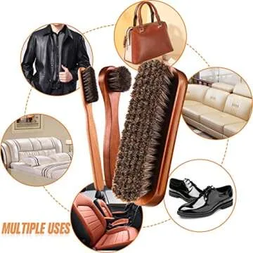 4 Pcs Horsehair Shine Shoes Brush Kit Polish Dauber Applicators Cleaning Leather Shoes Boots Care Brushes Suede Cleaner Brush with Microfiber Shoe Cloth(4 Pcs Style A)