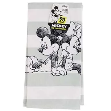 Disney Mickey and Minnie Mouse Kitchen Towels Set, 2pk - Stylish Kitchen Accessories Designed with Black, White Vintage Disney Mickey and Minnie Icons-Durable Tea Towels Perfect for Any Kitchen Decor