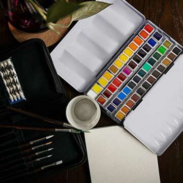 SENNELIER L'Aquarelle French Watercolor Paint, Metal Set Of 48 Half Pans