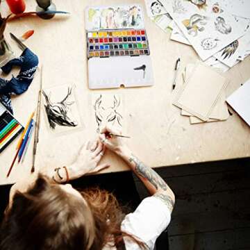 SENNELIER L'Aquarelle French Watercolor Paint, Metal Set Of 48 Half Pans