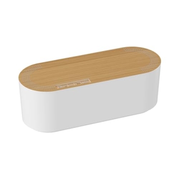 D-Line Cable Management Box - Stylish Cord Organizer with Wood-Effect Lid for Home & Office