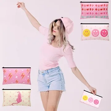 12 Pcs Preppy Makeup Bag Set - Stylish & Functional