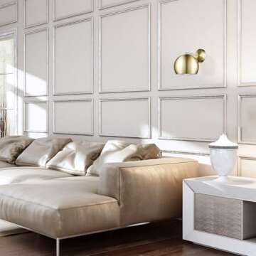 Globe Electric 51577 Novogratz x Globe Willow 1-Light Plug-in or Hardwire Wall Sconce, Matte Brass, White Fabric Cord, in-Line On/Off Rocker Switch