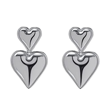 Heart Drop Earrings Silver Dangle Earrings for Women