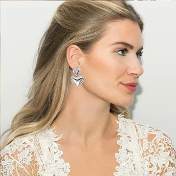 Heart Drop Earrings Silver Dangle Earrings for Women