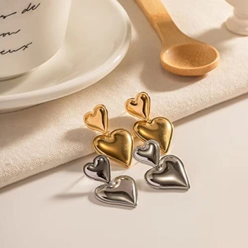 Heart Drop Earrings Silver Dangle Earrings for Women