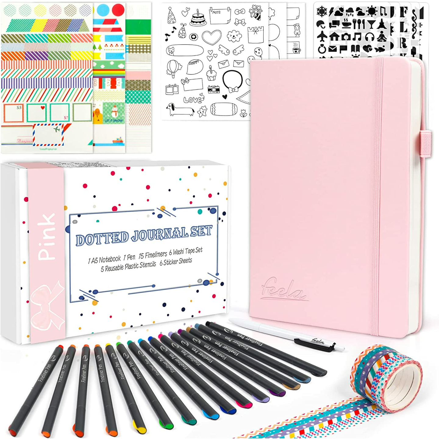 Feela Dotted Journal Kit with Pens & Stickers