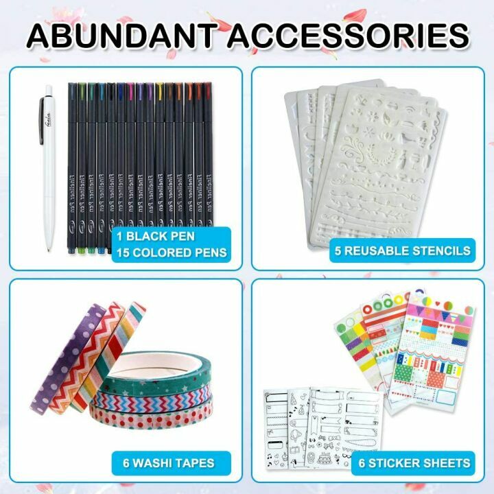 Feela Dotted Journal Kit with Pens & Stickers