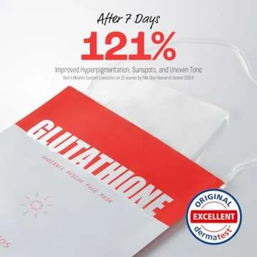 LAPCOS Glutathione Radiance Rescue Mask - Korean Skin Care Mask w/Glutathione, Niacinamide & Peptides - Hydrating Face Masks Spa Gifts for Women - Revitalizing & Firming Face Mask (5 Count, 0.91 oz)