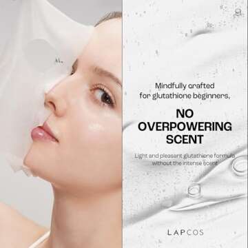 LAPCOS Glutathione Radiance Rescue Mask - Korean Skin Care Mask w/Glutathione, Niacinamide & Peptides - Hydrating Face Masks Spa Gifts for Women - Revitalizing & Firming Face Mask (5 Count, 0.91 oz)