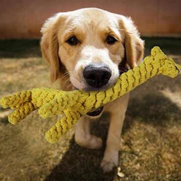 Dog Pet Puppy Chew Toys for Teething Boredom Dogs Rope Ball Knot Training Teeth Dogs Treats Toys for Small Middle Dog (Giraffe)