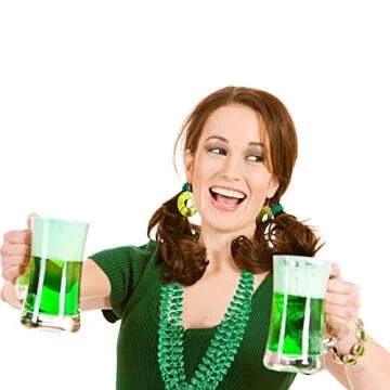 Skeleteen Green Shamrock Bead Necklaces for St Patricks Day