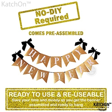 KatchOn Gold Glitter Happy New Year Banner for 2025