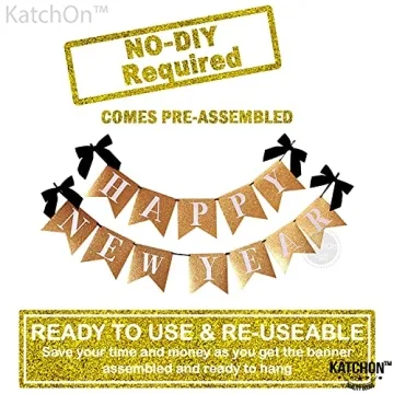 KatchOn Gold Glitter Happy New Year Banner for 2025