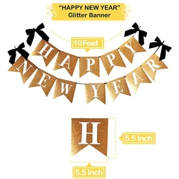 KatchOn Gold Glitter Happy New Year Banner for 2025