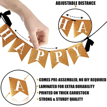 KatchOn Gold Glitter Happy New Year Banner for 2025