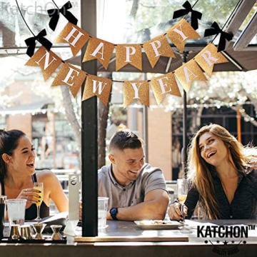 KatchOn Gold Glitter Happy New Year Banner for 2025