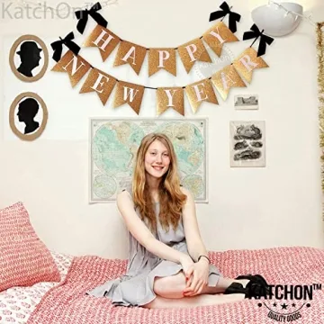 KatchOn Gold Glitter Happy New Year Banner for 2025