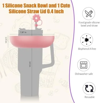 insefocc Stanley Snack Bowl for 40 oz Cups (Pink) - Perfect for Game Days