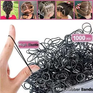 AIBEE Rubber Bands for Hair - 1000pcs Elastic Hair Ties with 2pcs Rat Tail Combs 4pcs Topsy Tail Hair Tool Mini Elastic Hair Rubber Bands Hair Tools for Styling