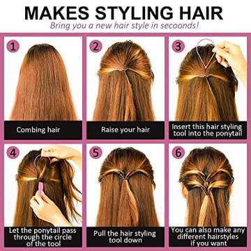 AIBEE Rubber Bands for Hair - 1000pcs Elastic Hair Ties with 2pcs Rat Tail Combs 4pcs Topsy Tail Hair Tool Mini Elastic Hair Rubber Bands Hair Tools for Styling