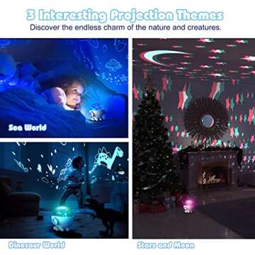 Night Light Projector,Ocean Star Night Light for Kids Room,Dinosaur Toys with 360° Rotation,Remote and Timer,3 Projection Films,17 Light Modes,9 Lullaby Songs,Birthday Christmas Gifts Kids Toys