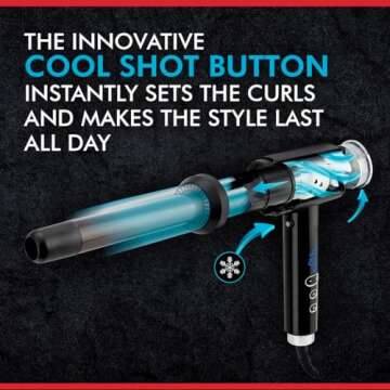 CHI Lava Curl Shot, Hair Curling Wand For Voluminous, Shiny & Long-Lasting Curls, Lower Temperature,...