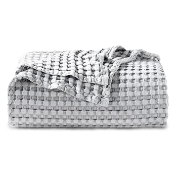 Bedsure Cooling Cotton Waffle Blanket - Lightweight Breathable Blanket of Rayon Derived from Bamboo ...