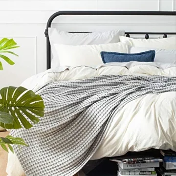 Bedsure Cooling Cotton Waffle Blanket for Year-Round Comfort