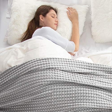 Bedsure Cooling Cotton Waffle Blanket for Year-Round Comfort