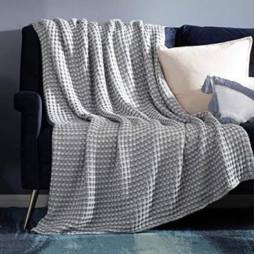 Bedsure Cooling Cotton Waffle Blanket for Year-Round Comfort