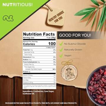 Delicious Nut Cravings Dried Cranberries 16oz for Snacks
