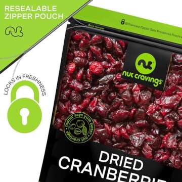 Delicious Nut Cravings Dried Cranberries 16oz for Snacks
