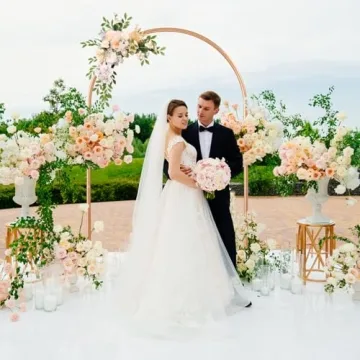 TUGEOVO 7.2FT Rose Gold Wedding Arch Backdrop