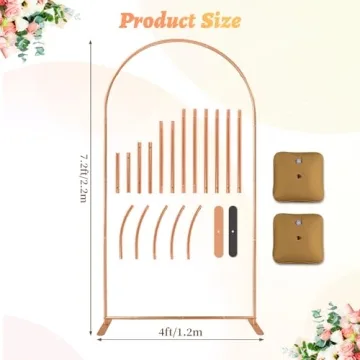 TUGEOVO 7.2FT Rose Gold Wedding Arch Backdrop