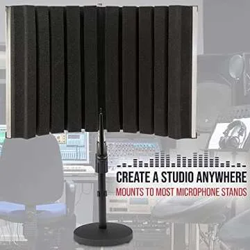 LyxPro VRI-30 Sound Absorbing and Vocal Booth Recording Microphone Isolation Shield Panel for Home Office and Studio Portable & Foldable Stand Mount Adjustable