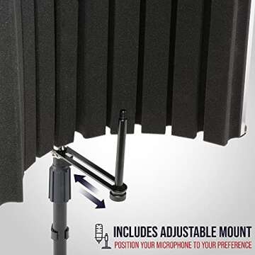 LyxPro VRI-30 Sound Absorbing and Vocal Booth Recording Microphone Isolation Shield Panel for Home Office and Studio Portable & Foldable Stand Mount Adjustable