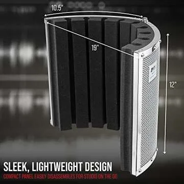 LyxPro VRI-30 Sound Absorbing and Vocal Booth Recording Microphone Isolation Shield Panel for Home Office and Studio Portable & Foldable Stand Mount Adjustable