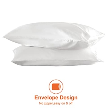 EHEYCIGA Satin Pillowcase Set for Queen Pillows, 2 Pack