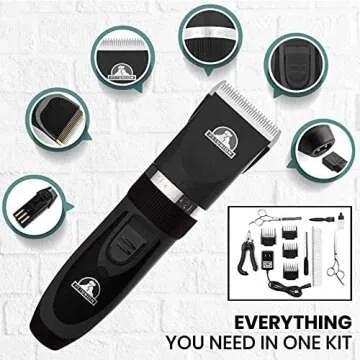 Pet Union Professional Dog Grooming Kit - Cordless Low Noise Dog Clippers for Grooming Thick Coats -...