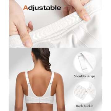 Wingslove Women's High Impact Sports Bra Full Coverage Wirefree Non Padded Workout Bra Plus Size(White,34B)
