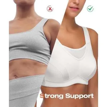 Wingslove Women's High Impact Sports Bra Full Coverage Wirefree Non Padded Workout Bra Plus Size(White,34B)