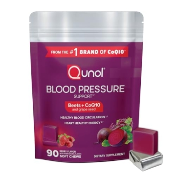 Qunol Beets Chews – 3 in 1 Beets, CoQ10, Grape Seed Extract for Blood Pressure