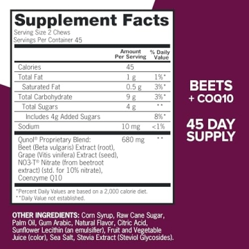 Qunol Beets Chews for Heart Health Support and Energy
