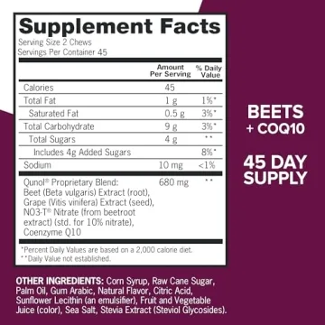 Qunol Beets Chews for Heart Health Support and Energy