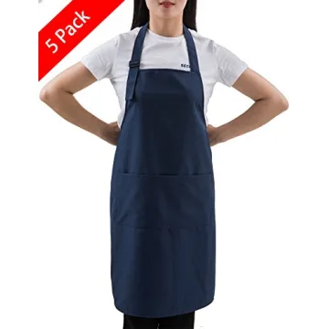 Navy Professional Adjustable Bib Apron with Pockets